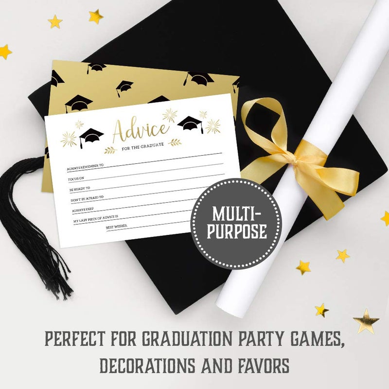 Hat Acrobat 2025 Graduation Advice Cards for The Graduate (50 Pack) | Commencement Wishes and Advice Cards | Grad Party Games Activities Decorations | Grad Celebration, High School and College (50) - Image 3